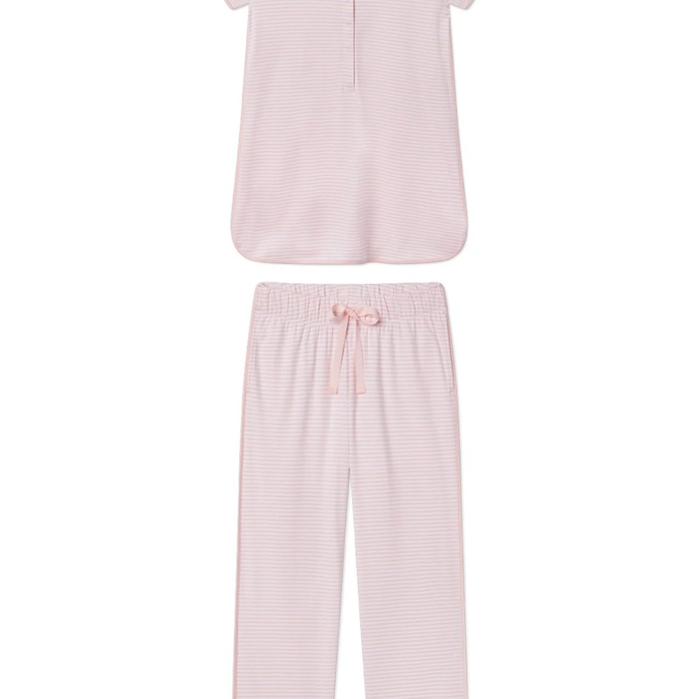 Women's LAKE Maternity and Nursing Soft Pink Striped Pajama Set